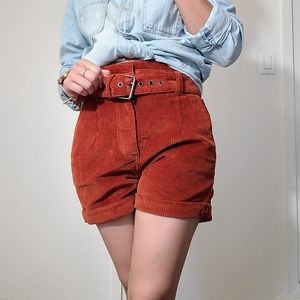 Express Extreme HighRise Orange Corduroy Shorts 0